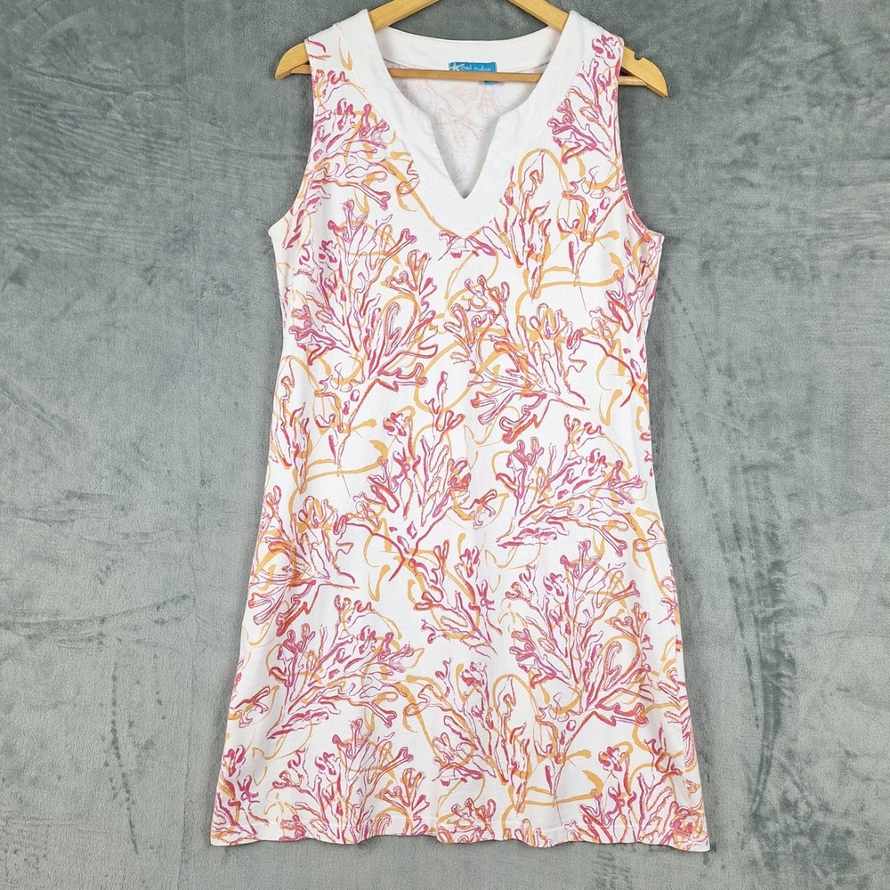 Fresh Produce Dress Large Boho Floral Coastal Beach Resort Mini Shift Casual